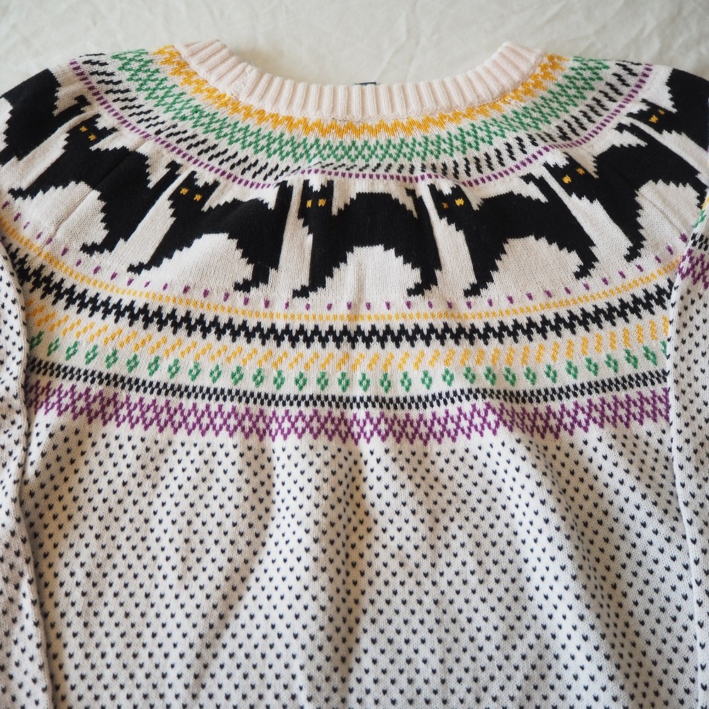 Halloween Black Cat Modcloth Hiss Hiss Fair Isle Sweater Dress size 3X Kitschy